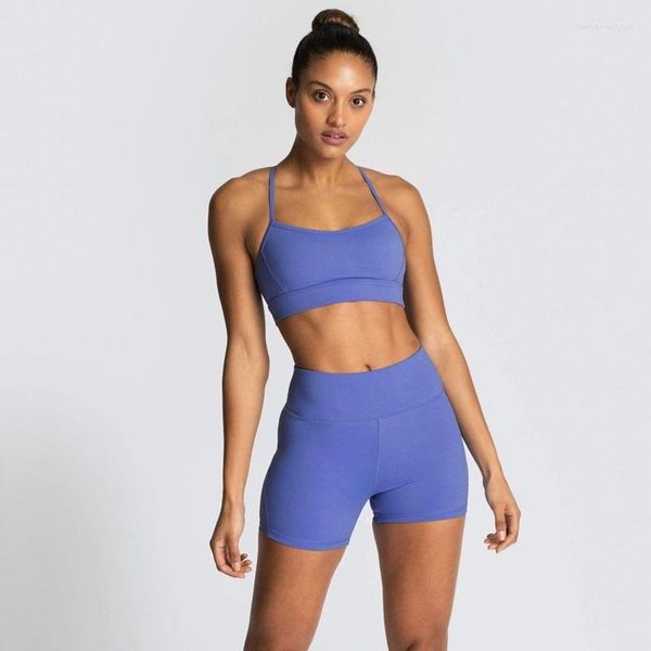 Conjuntos ativos de ginásio roupas das mulheres 2023 roupas de treino para mulheres sportwear lycra sutiã esportivo shorts definir roupas de fitness wear amarelo246e