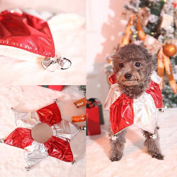Abbigliamento per cani Tessuto laser rosso e bianco natalizio con campane regolabile Cat Bandana Sciarpa Accessori per la decorazione di feste per animali domestici