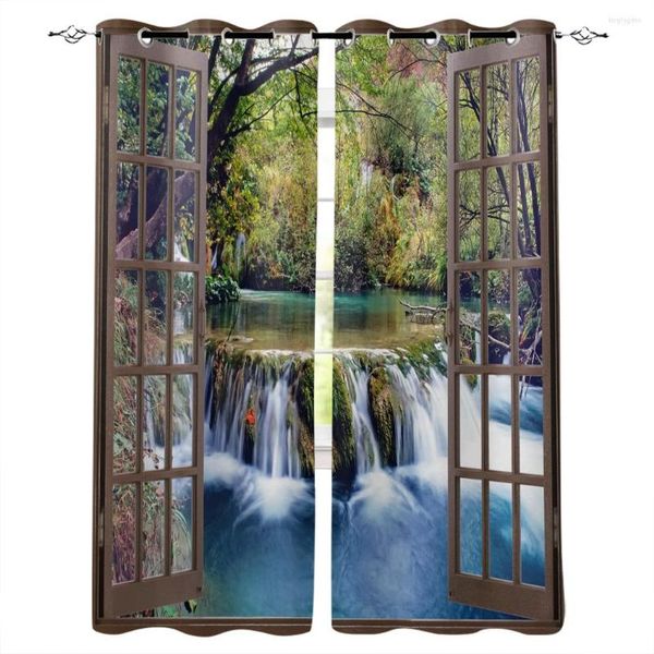 Tenda Lago Finestre Fiume Acqua Foresta Tende per finestre per soggiorno Camera da letto Cucina Trattamenti Decorazioni per la casa Cortinas