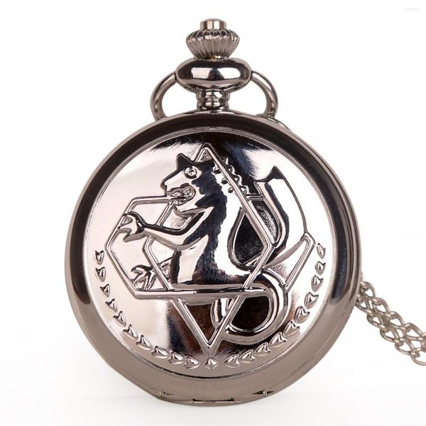 Карманные часы ретро серебряный кварц японский аниме ползутальный алхимик с ожерельем для сети часов для часов мужчин.