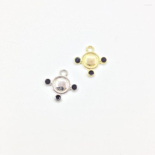 Ciondoli HTR 10 pezzi 15 mm fascino epossidico nichel/piombo/cad libero in lega di zinco gioielli ciondolo collana bracciali orecchino 2 colori
