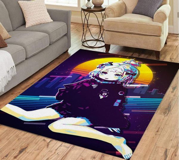 Carpetes Cartoon Man Series Anime Girl Beautiful Art Door Floor Anti-Slip Quarto Banheiro DecorationCarpets de decoração caseira