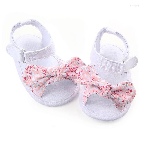 Primeiros Walkers Sapatos de bebê Princesa Big Bow Floral Soled Soled Anti-Slip Girl Crib Footwear 0-12m