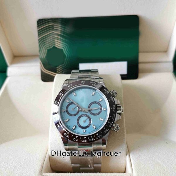 EW Factory Mens Watch Ultra-Thin 40mm x 12,5 мм космография 116506-0001 Ice Blue Dila Watches Ceramic Bezel Chronograph ETA 7750 Механические автоматические наручные часы мужчин