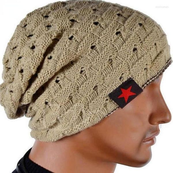 Berets Mode Männer Stricken Beanie Reversible Baggy Cap Schädel Chunky Winter Hut Verkauf Warme Hüte Bonnets Großhandel