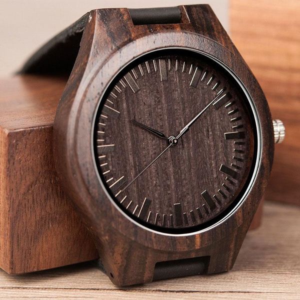 Avanadores de pulso Men Quartz Assista estilo vintage com banda de couro de sândalo dial