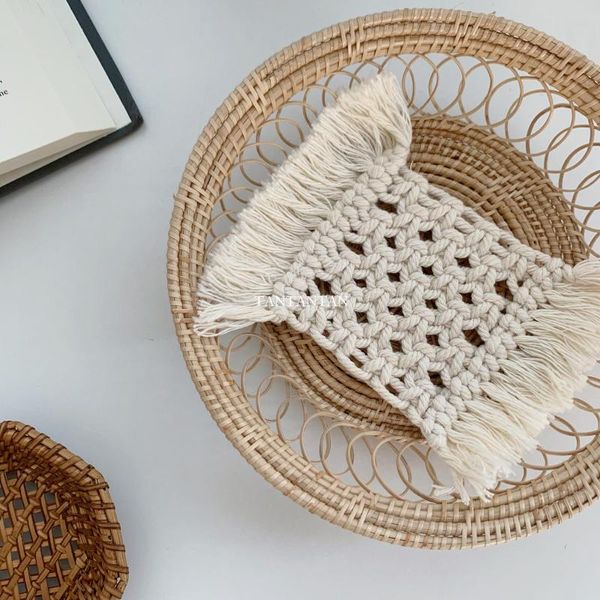 Tapetes de mesa Toeira de tricô de algodão Mat de refeição pequeno estilo boêmio fresco