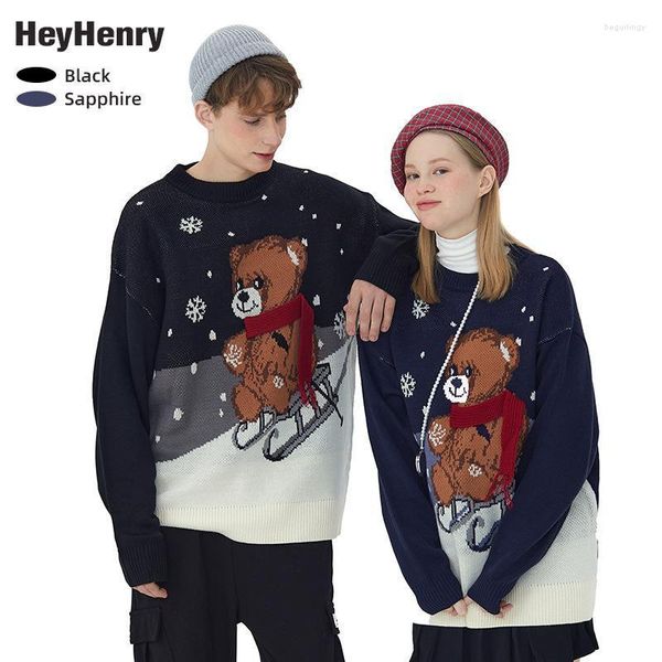 Женские свитера рождественский подарок -свитер медведь снежинка мультфильм Пара осени и зима 2023 Nordic Stylewomen's Begu22