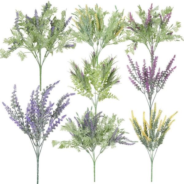 Fiori decorativi Ghirlande Fiore di lavanda artificiale Simulazione Giacinto Felce realistica Piante verdi Vetrina da parete Ornamento Parte della casa