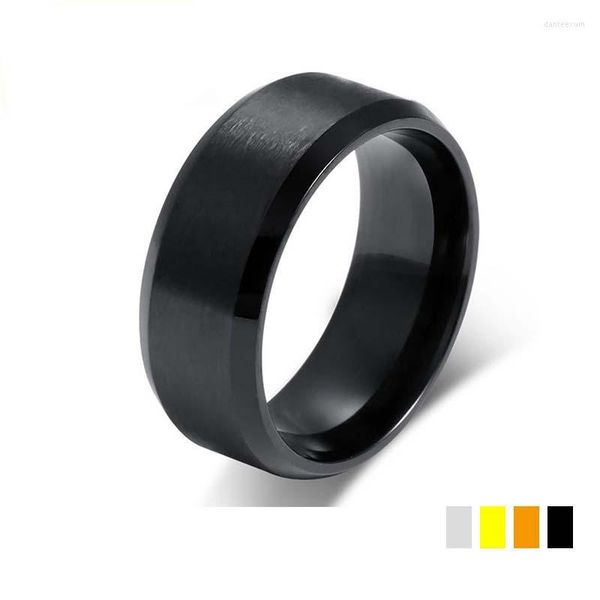 Eheringe EAMIOR Mode Reines Schwarz Silber Roségold Einfache Titan Stahl Männer Ring Band Paar Liebhaber Schmuck Valentinstag Geschenk