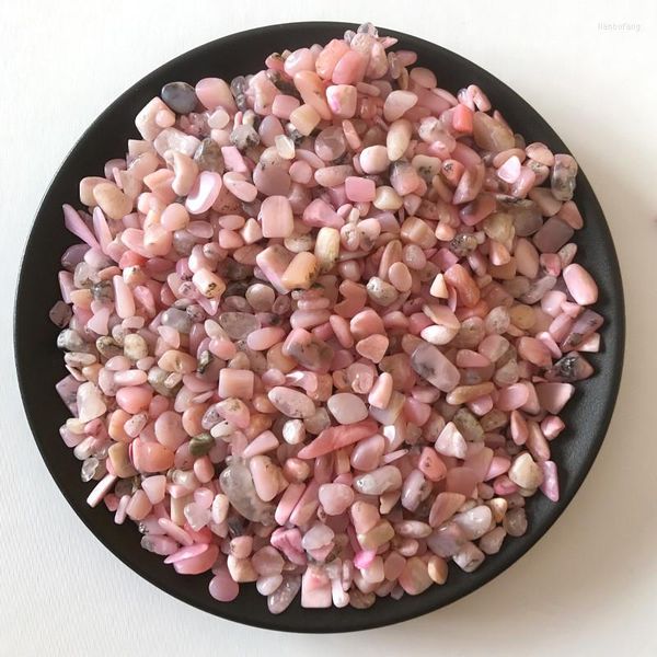 Dekorative Figuren, 100 g/Beutel, natürlicher rosafarbener Opal-Chip-Stein, unregelmäßige Form, Kies, lose Perlen für DIY-Schmuckherstellung