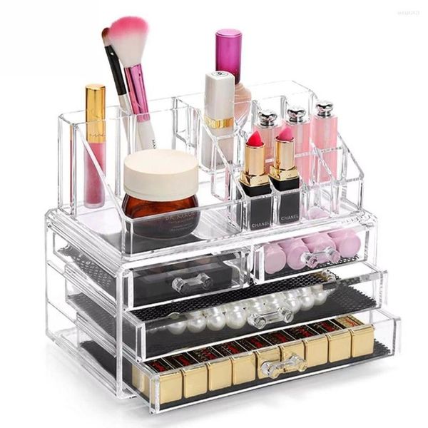 Aufbewahrungsboxen Transparenter Acryl-Organizer Make-up für Kosmetikbox Schmuck Desktop-Schubladenbehälter