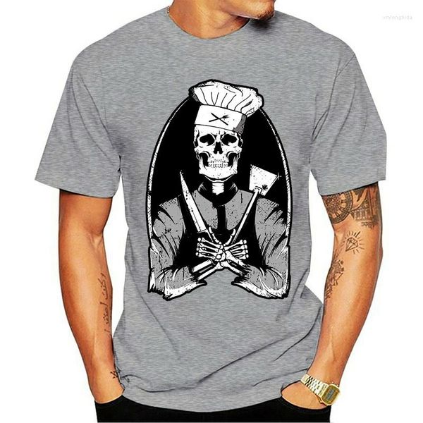 Modieuze trend, luxe en veelzijdige heren T-shirts T-shirt Skull Cook Chef Koken Zwart S M L XL XXL T-shirt