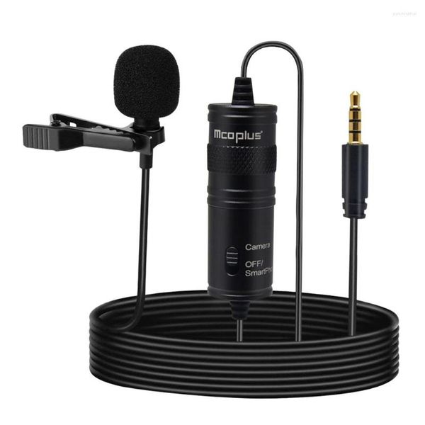 Microfones de lapeel Conjunto de microfones Entrevista Chat de vídeo 360 graus omnidirecional 3 5mm CLIP-ON MIC KIT GRANDECIMENTO DE GRAVAÇÃO DO SOM