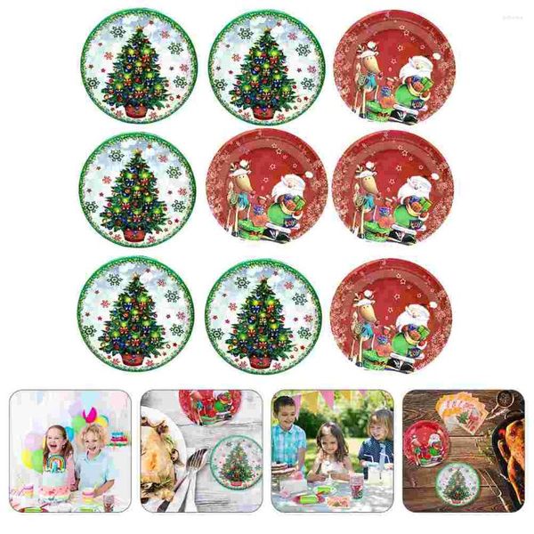 Placas 1 Conjunto 20pcs Decorações de festa descartáveis ​​de papel de Natal (cor variada)