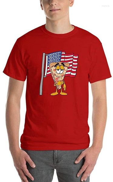 Herren-T-Shirts, patriotisches T-Shirt, Erwachsene, Unisex, lustiges Pizza-T-Shirt mit amerikanischer Flagge, cooles Kurzarm-Shirt aus reiner Baumwolle