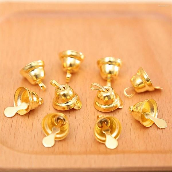 Decorações de Natal 20pcs/conjunto Jingle Bell Gold 11mm lindo ferro pequeno Ferro solto Banquete de festas em árvore de metal pendurada