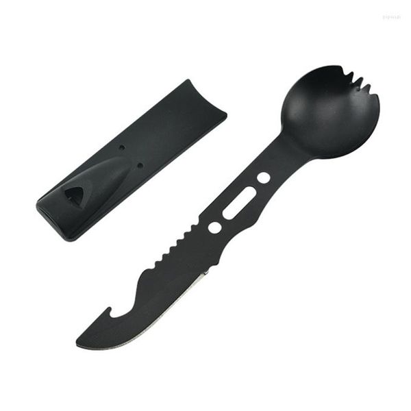 Geschirr Sets 1PC Multifunktionale Outdoor Survival Löffel Messer Dual Zweck Tragbare Picknick Utensilien Geschirr DIY Liefert