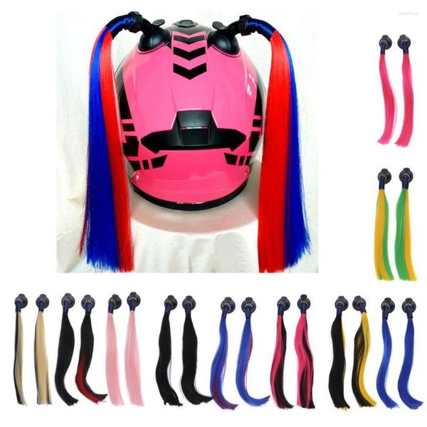 Casques de moto DIY Casque Perruque Cheveux Queue De Cheval Droite Avec Ventouse Pour Cosplay 40cm Bundle