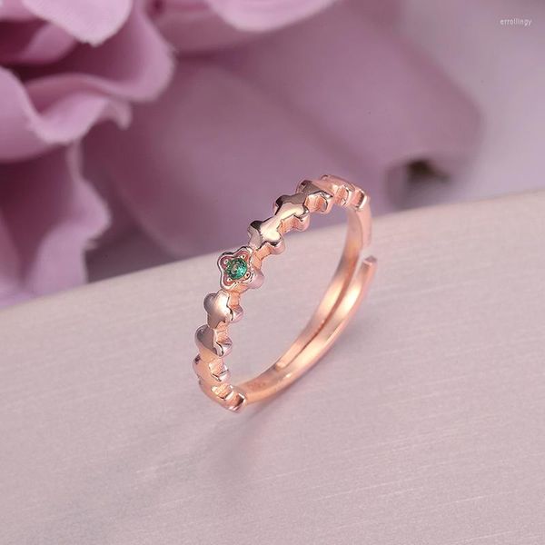 Anelli a grappolo per le donne Pure 925 Silver Emerald Fine Jewelry Natural Green Round Gemstone Simple Classic Ring Rose Gold Plated CCRI058