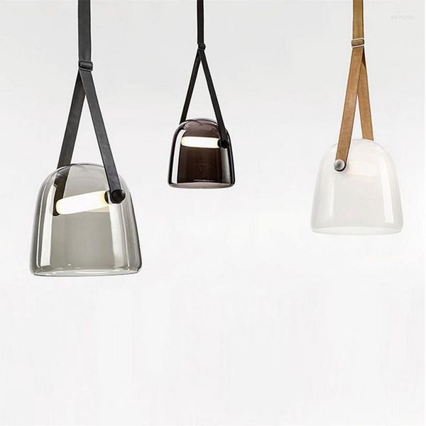Kolye lambaları Nordic Led Duman Gri Beyaz Cam Asma Lamba Post-Modern Kemer Tasarım Ev Dekoru Işık