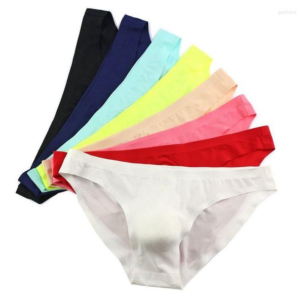 Mutande 4PCS / Lots Intimo uomo sexy Sospensorio Slip di seta ghiaccio Cueca Mutandine gay Slip Homme Calzoncillos Tanga Bikini Plus Size