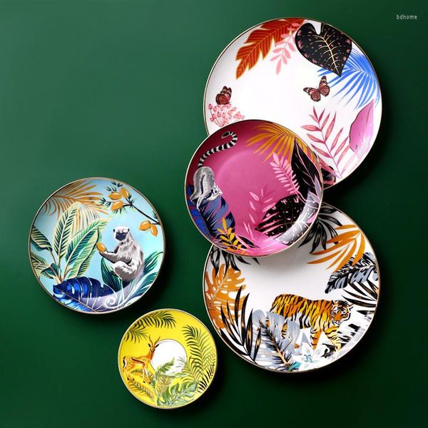 Piatti Foresta Animale Modello Tigre Stoviglie Piatto in ceramica Bone China Phnom Penh Western