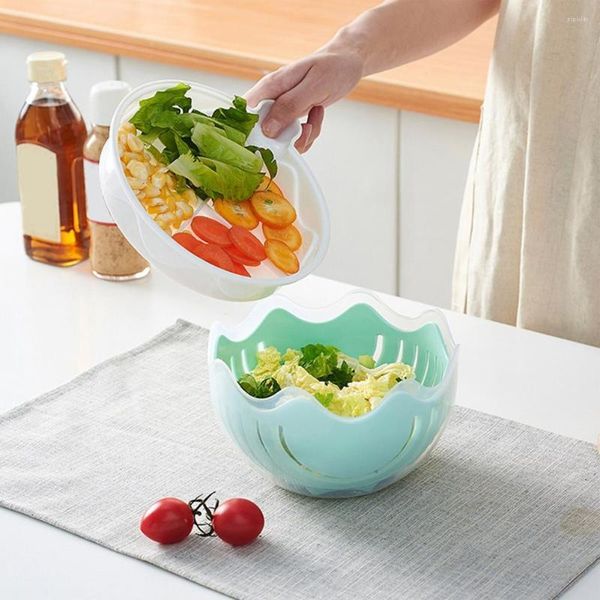 Ciotole 2023 Taglierina per insalata Ciotola di plastica Chopper Affettatrice Utensili per frutta per uso domestico Multi-funzione 3 in 1 PP Scolapiatti per la cucina