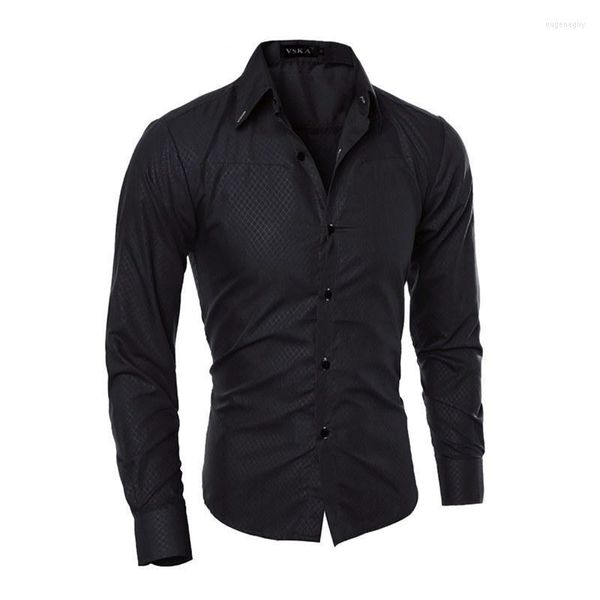 Camisas de vestido masculinas de tamanho grande masculino negócio casual manga longa moda masculina cor sólida camisa fit