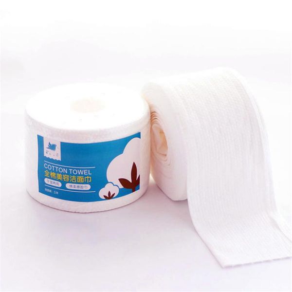 Asciugamano 1 rotolo Detergente monouso Ispessimento Morbido tessuto non tessuto per il viso Salviettine per il trucco Tampone di cotone