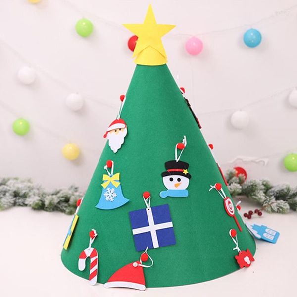 Decorações de Natal grande coisa Creative Felt Tree for Kids 3,2 pés DIY com crianças 18pcs ornamentos infantis presentes de natal ha ha