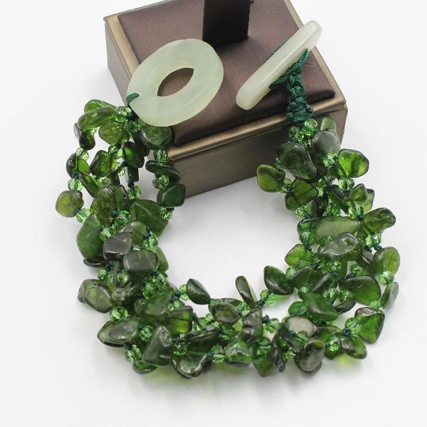 Braccialetti a maglie Gioielli a catena Naturale 5 fili Freedom Green Diopside Gemme di cristallo Bracciale in pietra fatto a mano per le donneLink