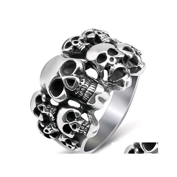 Ringos de cluster vintage punk metal skl esculpido anel g￳tico de flor de flor de gunflower girassol