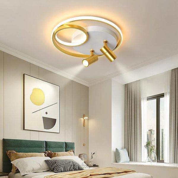 Deckenleuchten Nordic Gold Schwarz Kronleuchter Lampe Für Schlafzimmer Wohnzimmer Beleuchtung Dimmbare Fernbedienung Licht Mit Strahler AC 220VCeilin