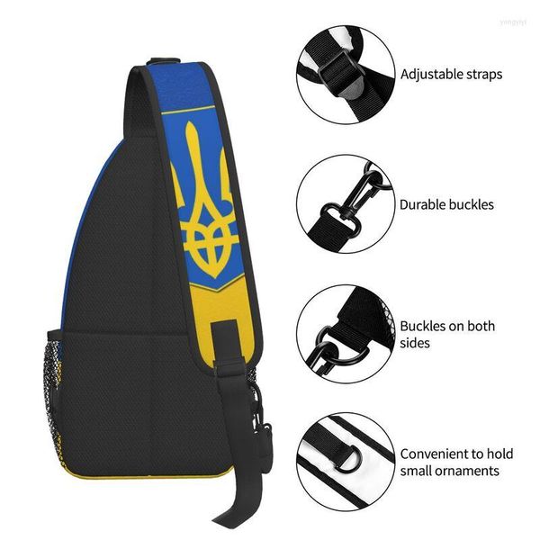 Zaino bandiera dell'Ucraina borsa a tracolla a tracolla personalizzata ucraina patriottica a tracolla per uomo viaggio escursionismo Daypack265Q