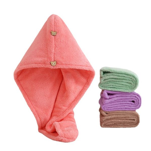 Hochdichtes, 150 g dickes Haarhandtuch, doppelschichtige Wickel-Duschhauben, Damen-Korallenvlies, super saugfähig, schnell trocknende Haare, Turban-Trocknung, Spa-Badekappe 1223902