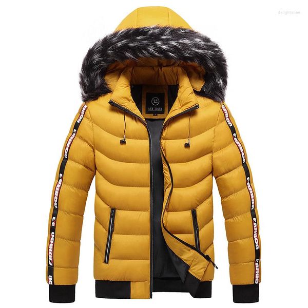 Männer Unten Marke Männer Winter Warme Outwear Parkas Abnehmbare Hut Casual Baumwolle Gefütterte Mantel Große Größe L-5XL Pelz-kragen Mit Kapuze