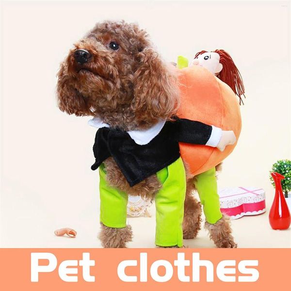 Abbigliamento per cani Simpatici costumi di Halloween Vestiti di zucca per animali domestici Cattivo con vestito divertente Costume cosplay per cucciolo medio piccolo