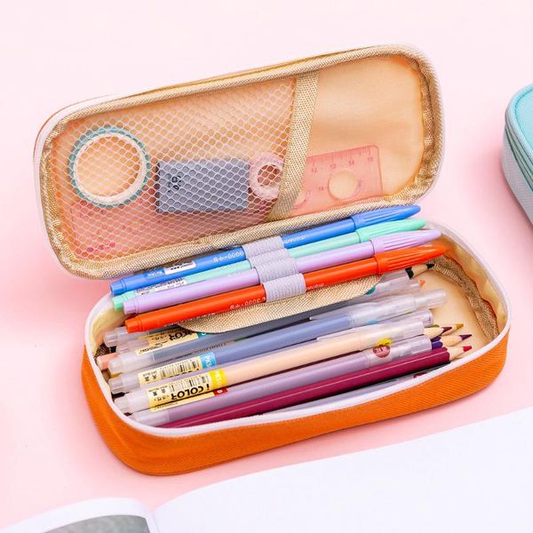 Цвета большая мощность Kawaii Pencil Case School Supplies Sacking Box Box Catchater Satching Macks сумки