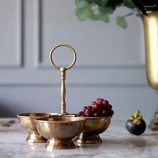 Piatti Home European Brass Piastra per frutta secca Vassoio portatile per uso domestico Ciotola per decorazioni per tavolo da pranzo per caramelle