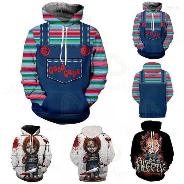 Herren Hoodies 2023 Halloween Cosplay The Evil Good Guys Chucky 3D Kostüme Sweatshirts Jacke Mantel