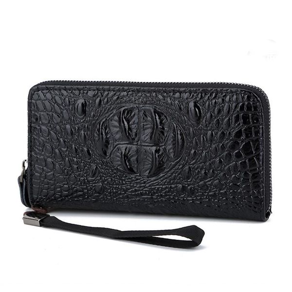 Portafogli Modello coccodrillo Pelle PU Portafoglio lungo con cerniera da uomo Pochette da uomo Borsa da uomo Borsa porta carte di credito