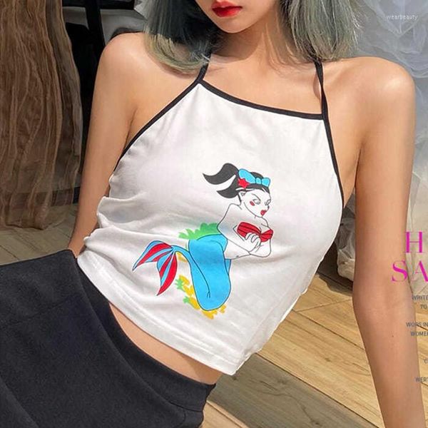 Женские танки ins retro cartoon halter