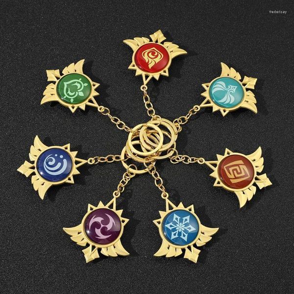 Keychains Game Anime Figura Genshin Impact Eyes of God Luminous Key Holder Cosplay Pingente Carchain Fred22