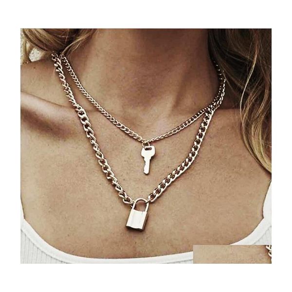 Anhänger Halsketten Vintage Mtilayer Kristall Halskette Frauen Gold Farbe Perlen Mond Stern Horn Crescent Choker Schmuck Drop Lieferung Penda Dhkrn