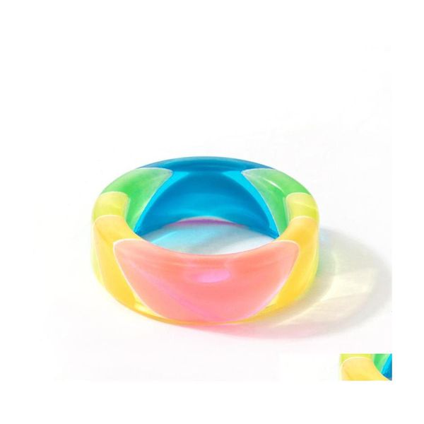 Кластерные кольца Colorf Акриловая смола одиночное кольцо для женщин девочек на модном геоэмтри -ювелирном подарке.