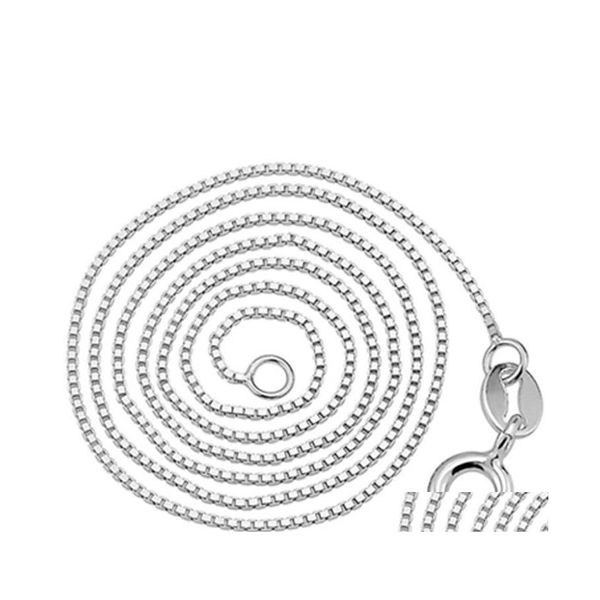 Ketten Großhandel 925 Sterling Silber 1mm Box Halskette für Damen Modeschmuck in BK 16 18 Zoll Drop Lieferung Halsketten Anhänger Otbxz