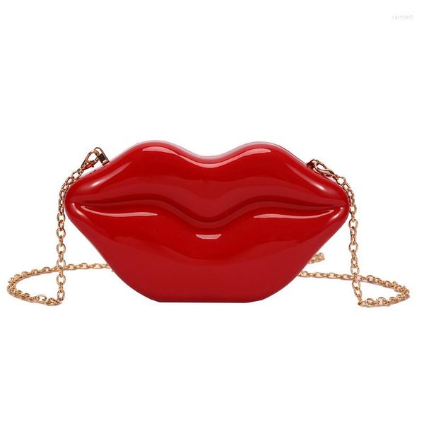 Abendtaschen 2023 Mode Lippenform Handtasche für weibliche Acrylkette Crossbody Handtasche Frauen Minishorder