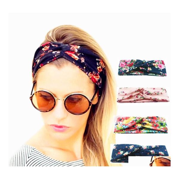 Stirnbänder Frauen Twist Turban Floral Designer Drucke Stirnband Stretch Sport Yoga Haarbänder Für Mädchen Headwrap Bandana Haar Zubehör Ot8Ln