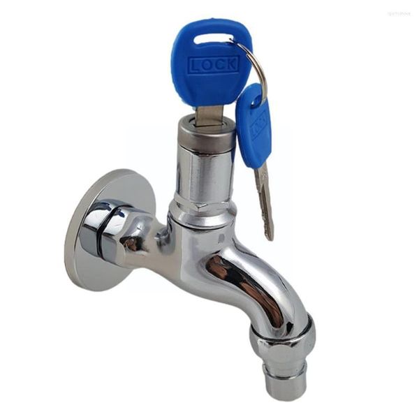 Rubinetti per lavandino del bagno 1PC Rubinetto per acqua di lavaggio portatile Per uso domestico Rubinetto per casa all'aperto Tasto singolo con lega di blocco antifurto E8Z2